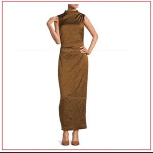 NWT Antonio Melani Julia Textured Novelty Mock Neck Sleeveless Maxi Dress